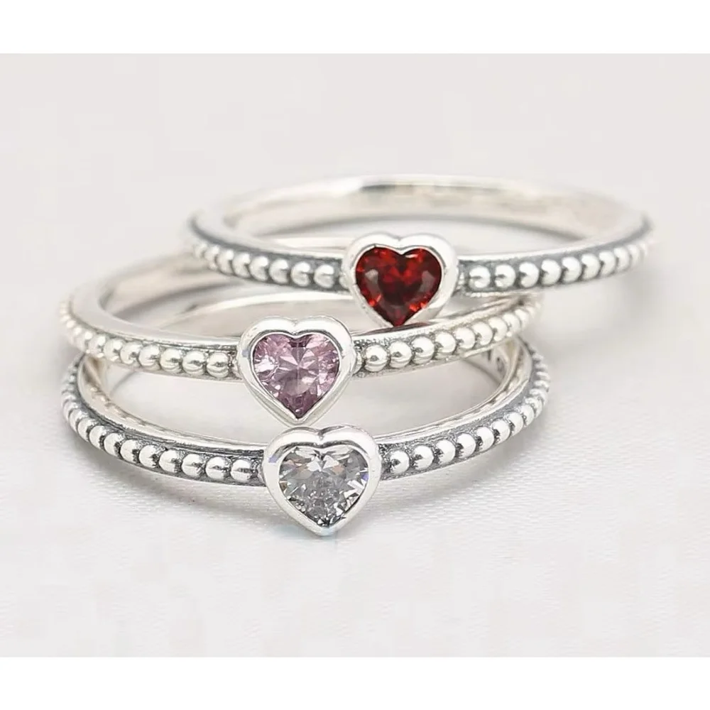 NEW Women's Milgrain 925 Sterling Silver Diamond Simulant Heart Ring, Size 9‎